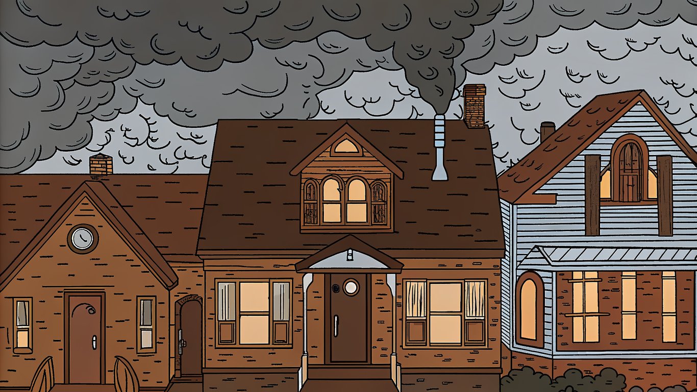 Visual metaphor showing three houses: one with ideal temperature, one too cold due to an undersized heat pump, and one with fluctuating temperature due to an oversized heat pump.