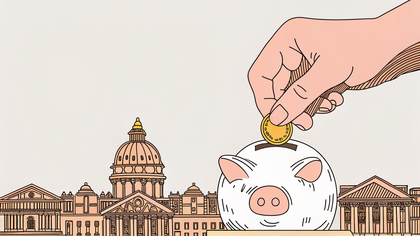 Illustration of government subsidies helping homeowners save money on heat pump installation.