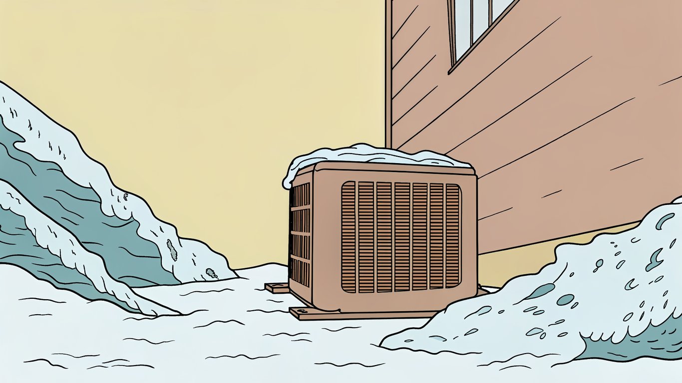 A resilient heat pump operating efficiently in a harsh, snowy Quebec winter landscape.