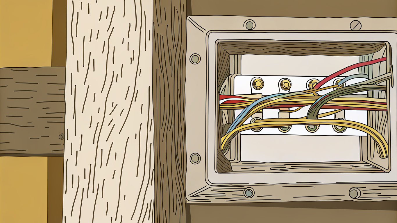 Illustration of electrical wires coming out of a wall, representing thermostat wiring for a heat pump system.