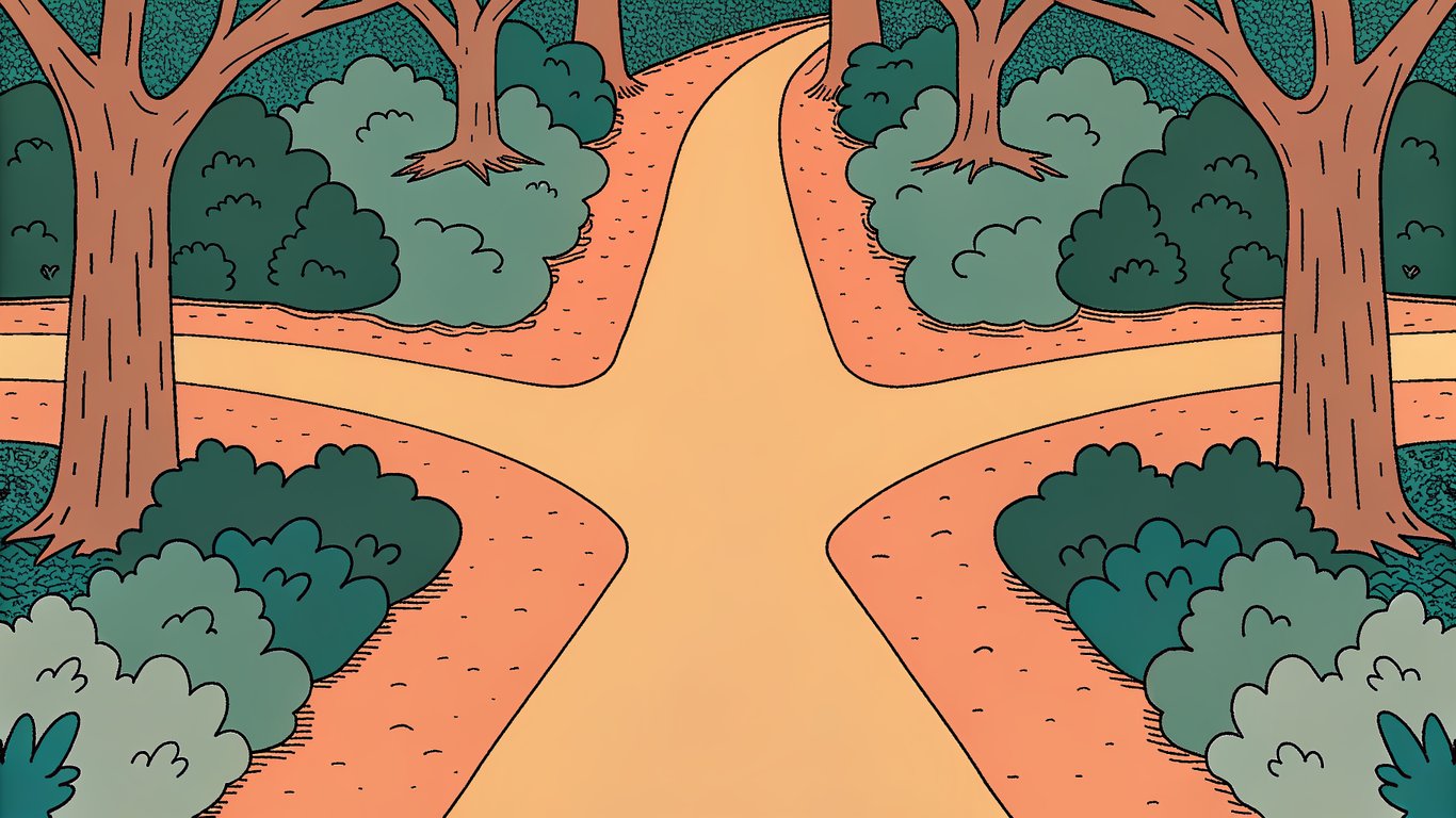Illustration of multiple diverging paths, some fading, some new and bright, representing diverse financing options.