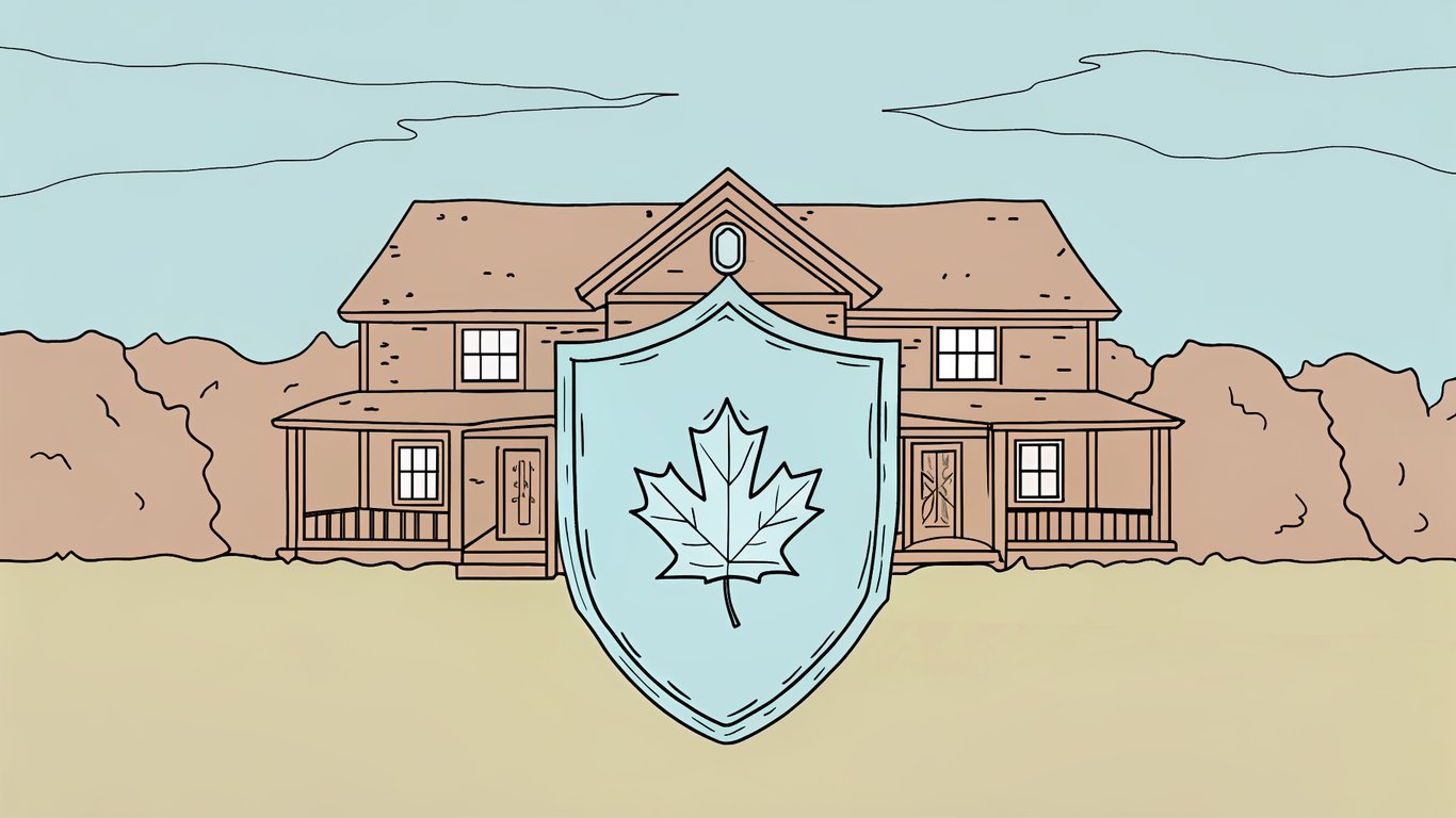 Illustration of a green shield with a maple leaf protecting a house, representing provincial government support for energy efficiency.