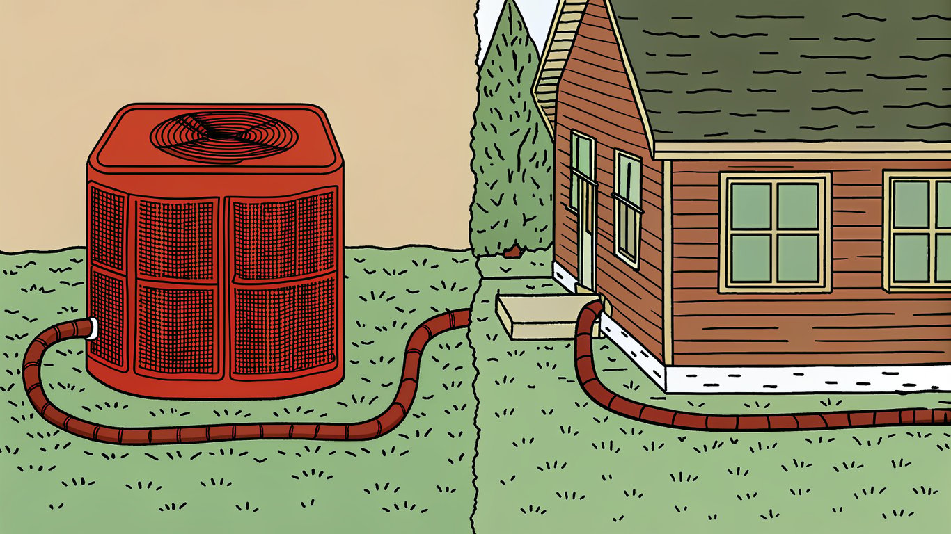 Comparison illustration of an air-air heat pump and a geothermal heat pump.