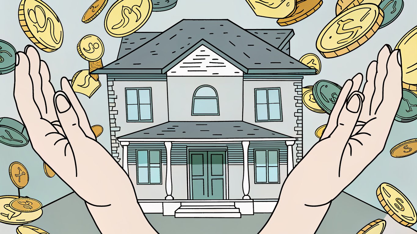 Illustration of financial aid and subsidies for home energy efficiency.