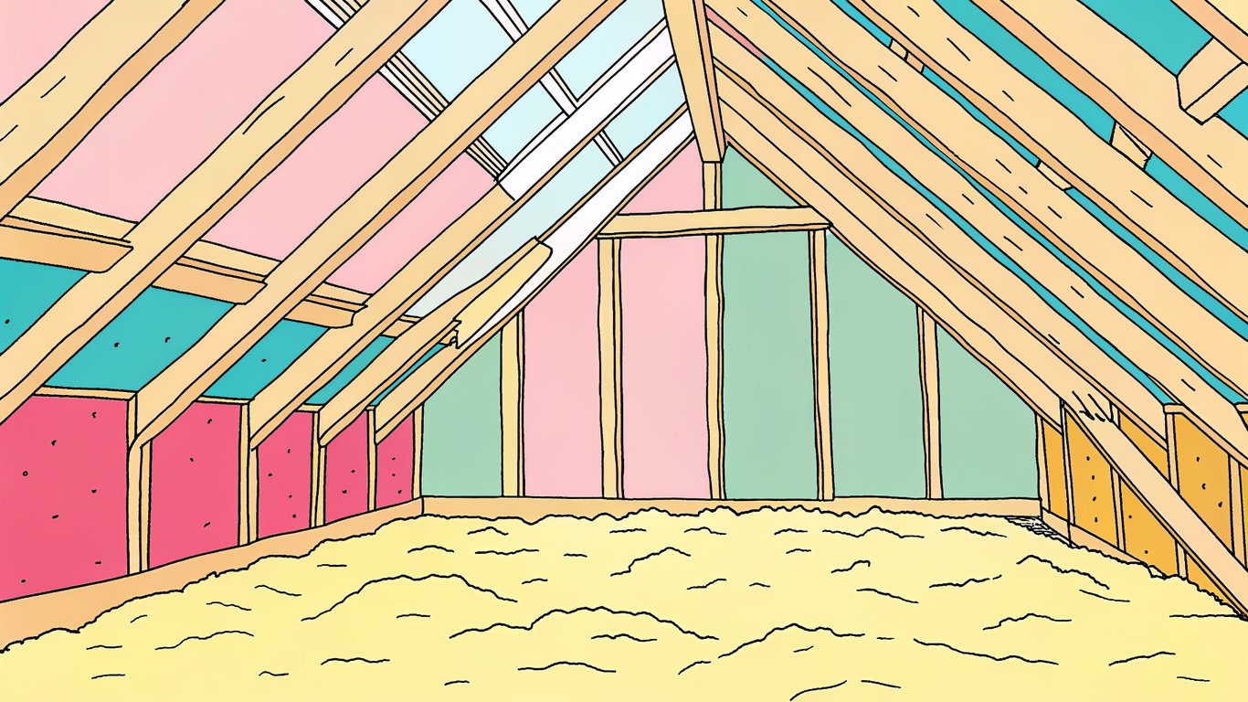 Cross-section illustration of a well-insulated attic.