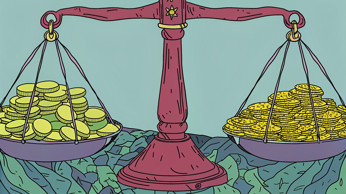 Illustration comparing two financial scales, one showing high initial cost and low operating cost, the other showing low initial cost and high operating cost, emphasizing long-term expenses.