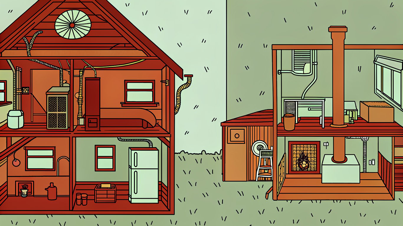 Comparison of central ducted heat pump system versus ductless wall-mounted heat pump system.
